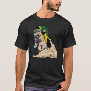 Hund Süß Mops Retro Jamaika-Flagge Stolz T-Shirt