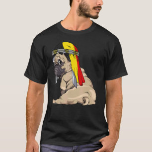 Hund süßer Mops Retro Belgien-Flagge Stolz T-Shirt