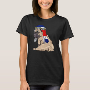 Hund Süßer Mops Retro Costa Rica Flagge Stolz T-Shirt