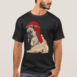 Hund Süßer Mops Retro-Marokko-Flagge Stolz T-Shirt