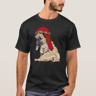 Hund Süßer Mops Retro-Marokko-Flagge Stolz T-Shirt