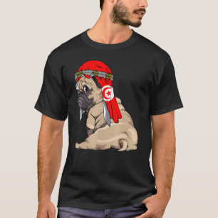 Hund Süßer Mops Retro Tunesien-Flagge Stolz T-Shirt