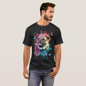 Hund Süßer Mops Wasserfarbe T-Shirt (Vorne ganz)
