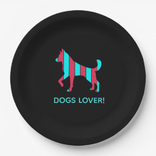 Hund - Süßes Haustier Pop-Art, Blaues und Rotes ab Pappteller