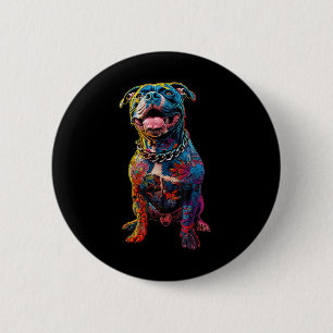Hund Tattoos Pitbuli Tattoooed farbenfrohe tattooi Button