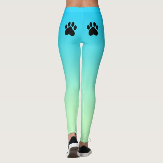 Hund + Tatzen-Aqua Athleisure Yoga keucht Leggings (Rückseite)