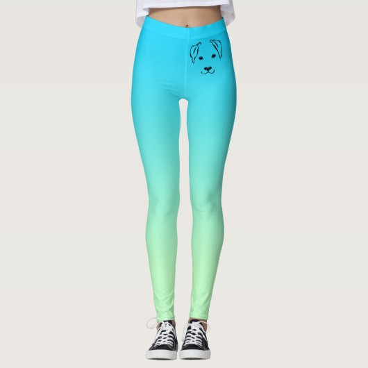 Hund + Tatzen-Aqua Athleisure Yoga keucht Leggings (Vorderseite)