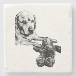 Hund & Teddy Kunst-Unterlage Steinuntersetzer