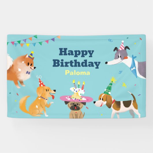 Hund Themed Happy Birthday Banner (Horizontal)