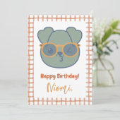 Hund Tier Geburtstag Hund Hearts Gingham Muster Feiertagskarte (Stehend Vorderseite)