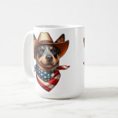 Hund tragen einen Hut und eine amerikanische Flagg Kaffeetasse (Vorderseite Links)