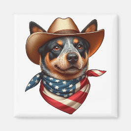 Hund tragen einen Hut und eine amerikanische Flagg Magnet