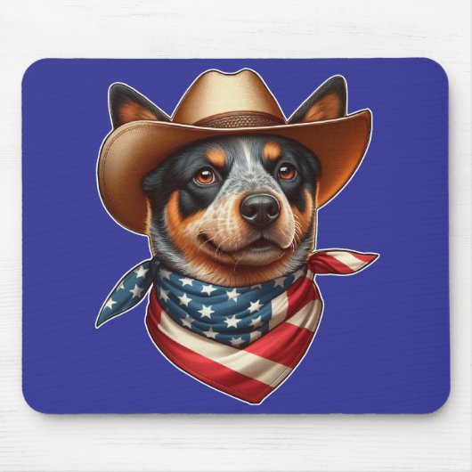 Hund tragen einen Hut und eine amerikanische Flagg Mousepad (Vorne)