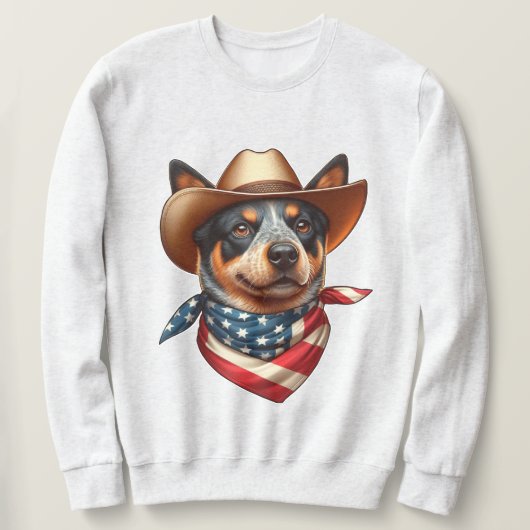 Hund tragen einen Hut und eine amerikanische Flagg Sweatshirt (Design vorne)