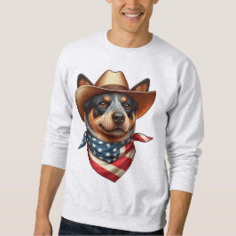 Hund tragen einen Hut und eine amerikanische Flagg Sweatshirt