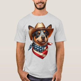 Hund tragen einen Hut und eine amerikanische Flagg T-Shirt