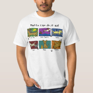 Hund trägt Köter-T - Shirt zur Schau