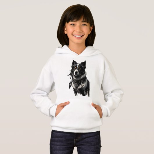 Hund, Träumer, Amulet, Talisman, Hoodie (Vorne ganz)