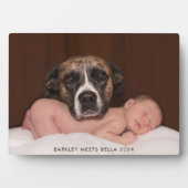 Hund trifft neues Baby Fotoplatte (Vorderseite)