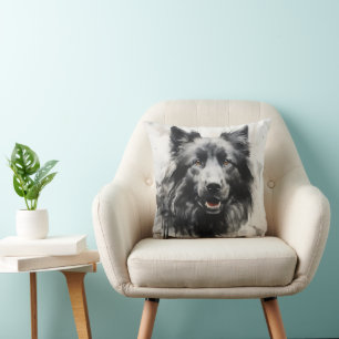 Hund-Tuschemalerei Kissen