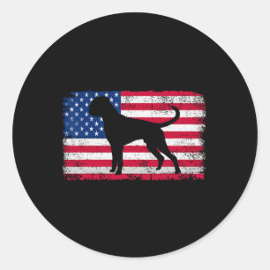Hund über 4. Juli Patriotische amerikanische Flagg Runder Aufkleber