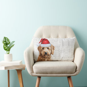 Hund über Weihnachten Goldendoodle in einem Hut Lendenkissen