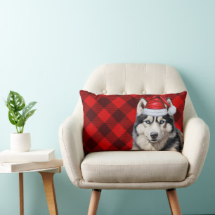 Hund über Weihnachten Sibirien Husky Holiday Karie Lendenkissen
