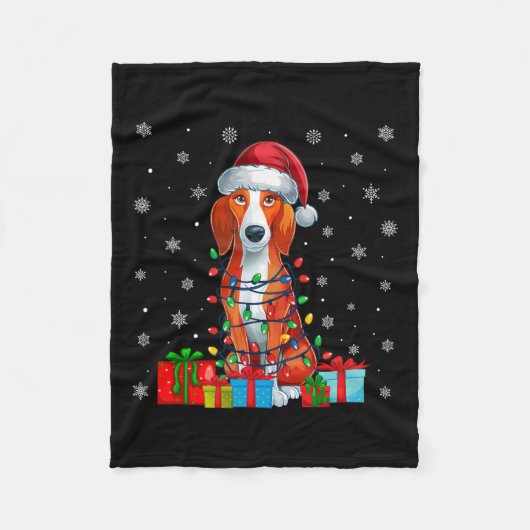 Hund Ugly Xmas Lights Santa American Foxhound Hund Fleecedecke (Vorderseite)