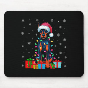 Hund Ugly Xmas Lights Santa Doberman Pinscher Dog Mousepad
