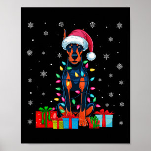 Hund Ugly Xmas Lights Santa Doberman Pinscher Dog Poster