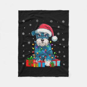 Hund Ugly Xmas Lights Santa Miniature Schnauzer Hu Fleecedecke