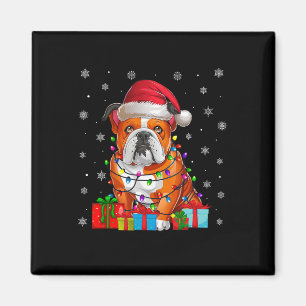 Hund Ugly Xmas Lights Weihnachtsmannmütze American Magnet