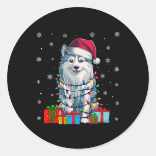 Hund Ugly Xmas Lights Weihnachtsmannmütze American Runder Aufkleber