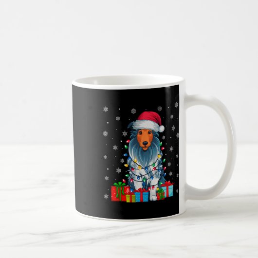 Hund Ugly Xmas Lights Weihnachtsmannmütze Barted C Kaffeetasse (Rechts)