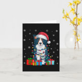Hund Ugly Xmas Lights Weihnachtsmannmütze Border C Karte (Gelbe Blume)
