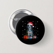 Hund Ugly Xmas Lights Weihnachtsmannmütze Englisch Button (Vorne & Hinten)