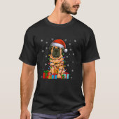 Hund Ugly Xmas Lights Weihnachtsmannmütze Englisch T-Shirt (Vorderseite)