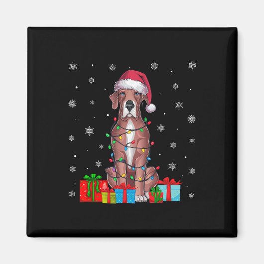Hund Ugly Xmas Lights Weihnachtsmannmütze Great Da Magnet (Vorne)