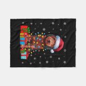 Hund Ugly Xmas Lights Weihnachtsmannmütze Labradoo Fleecedecke (Vorderseite (Horizontal))