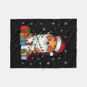 Hund Ugly Xmas Lights Weihnachtsmannmütze Rough Co Fleecedecke (Vorderseite (Horizontal))