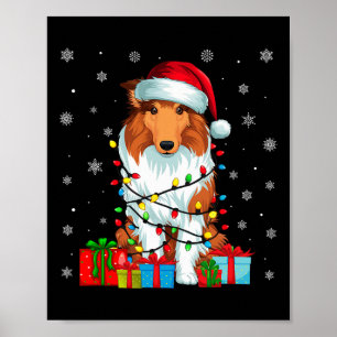 Hund Ugly Xmas Lights Weihnachtsmannmütze Rough Co Poster