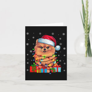 Hund Ugly Xmas Lights Weihnachtsmannmütze Spitz Hu Karte