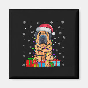 Hund Ugly Xmas Lights Weihnachtsmannmütze Tibetan Magnet