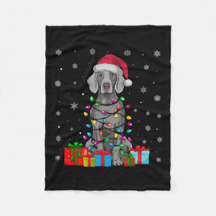Hund Ugly Xmas Lights Weihnachtsmannmütze Weimaran Fleecedecke