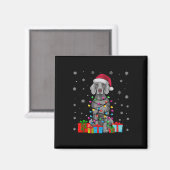 Hund Ugly Xmas Lights Weihnachtsmannmütze Weimaran Magnet (Vorderseite/Rückseite)