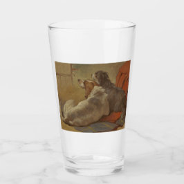 Hund und Bartollie (zwei Hunde) (Tiere) Glas