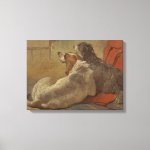 Hund und Bartollie (zwei Hunde) (Tiere) Leinwanddruck