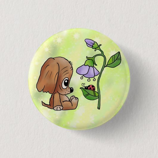 Hund und Blume Button (Vorderseite)