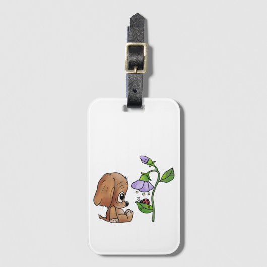 Hund und Blume Gepäckanhänger (Vorderseite Vertikal)