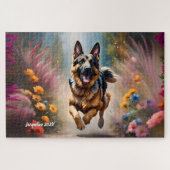 Hund und Blume Puzzle (Horizontal)